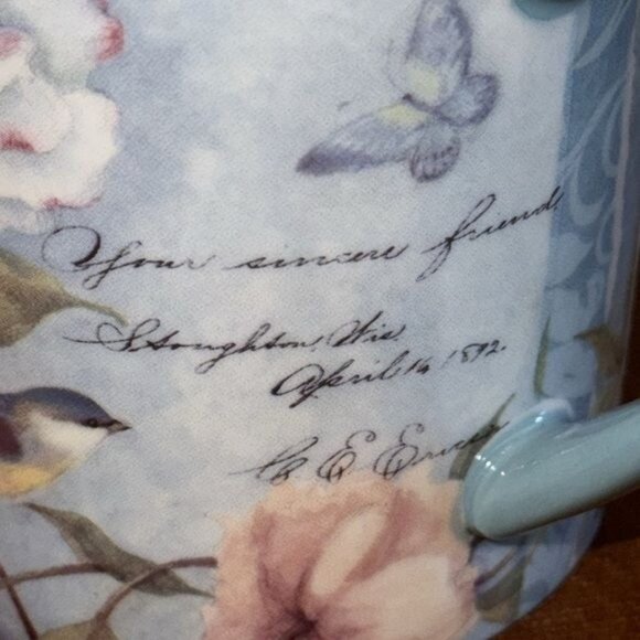 Floral & Butterfly Ceramic Mug By Lang With Artwork By Susan Winget Cottage Bird - Picture 4 of 6